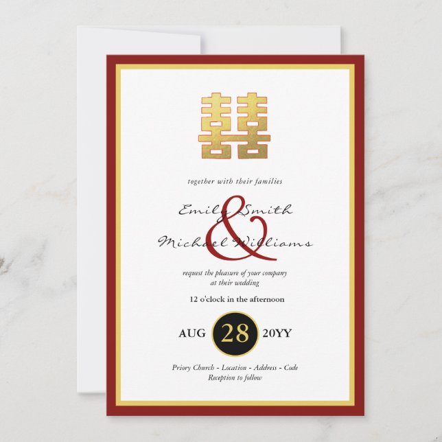 Kinesisk inbjudan till PHOTO Wedding Ampersand (Framsida)