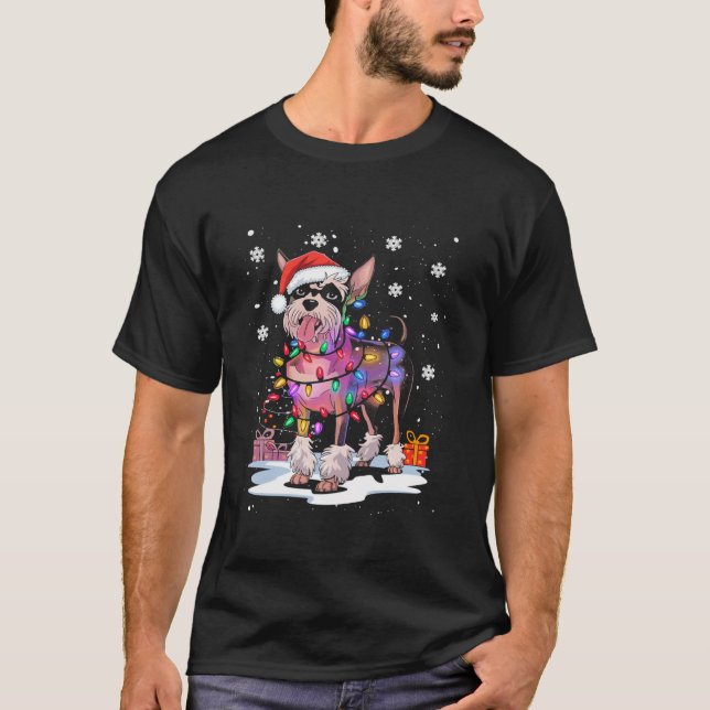Kinesisk Julafton, skuren Hund, julljus T Shirt (Framsida)
