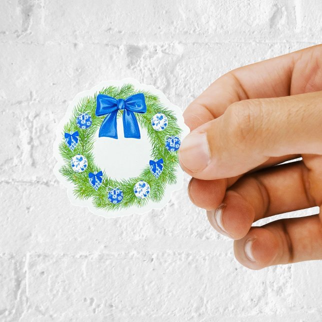 Kinesisk julkrans vinyldekal klistermärken (Chinoiserie christmas wreath removable vinyl sticker)