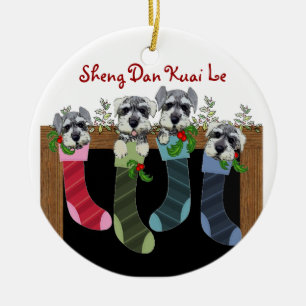 Kinesisk julSchnauzersprydnad Julgransprydnad Keramik