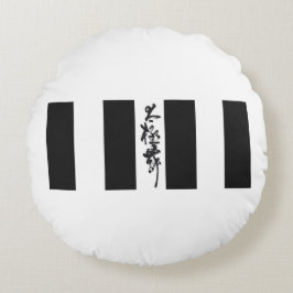 Kinesisk kalligrafi Tai Chi Dance i svartvitt Rund Kudde