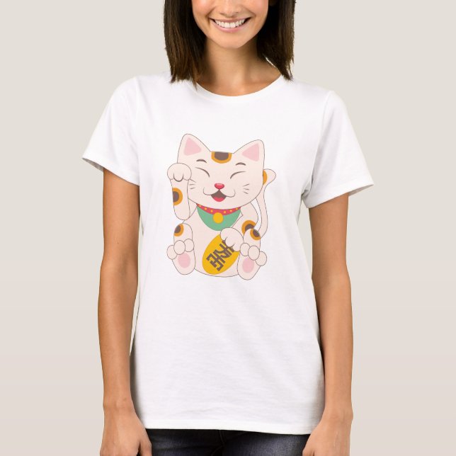 Kinesisk katt Lucky Charm T Shirt (Framsida)