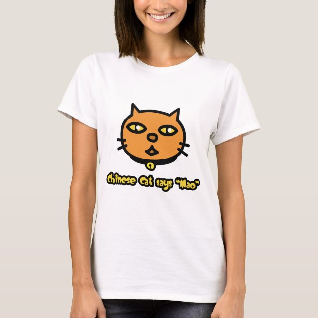 Kinesisk katt: "Mao" Tee Shirt (Framsida)