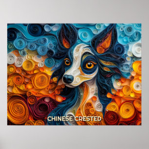 Kinesisk konstgjord Quilling Art Porträtt Poster