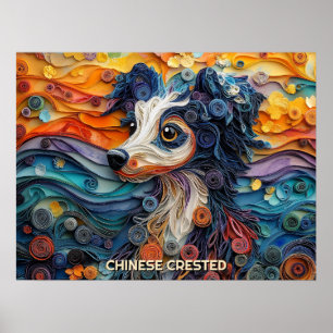 Kinesisk konstgjord Quilling Art Porträtt Poster