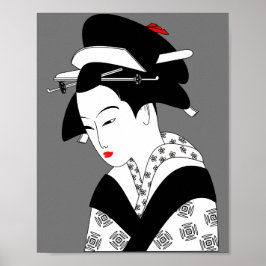 Kinesisk kvinna, traditionell geisha poster
