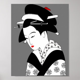 Kinesisk kvinna, traditionell geisha poster
