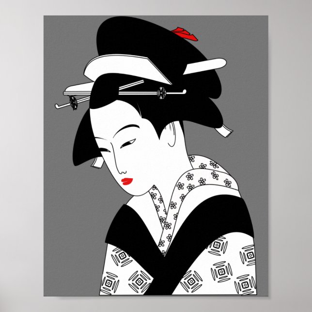 Kinesisk kvinna, traditionell geisha poster (Framsidan)