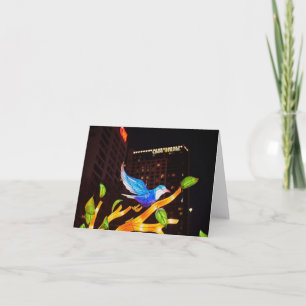 Kinesisk Lantern Art Bluebird Notecard Anteckningskort