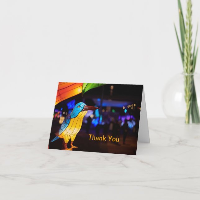 Kinesisk Lantern Art Bluebird Notecard Anteckningskort (Framsida)