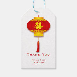 Kinesisk Lantern & Dubbla Happity Bröllop Presentetikett