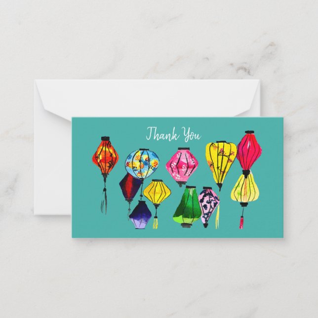 Kinesisk lanternfärgad konst anteckningskort (Framsida)