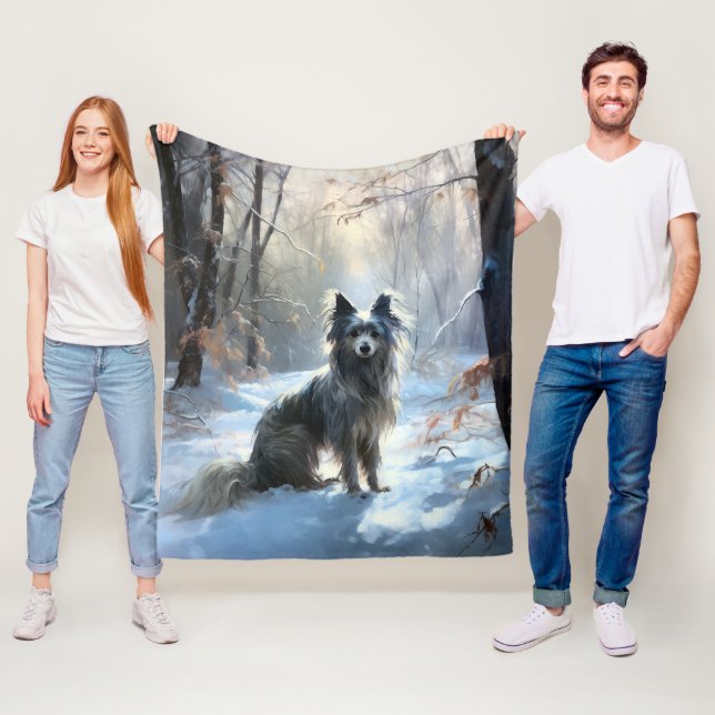 Kinesisk Låt det snöa jul Fleecefilt (På plats)