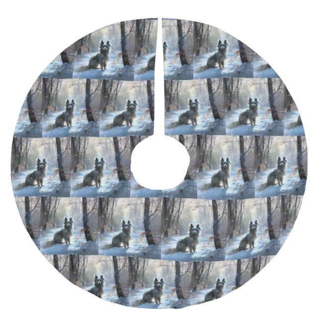 Kinesisk Låt det snöa jul Julgransmatta Borstad Polyester (Framsidan)