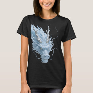 Kinesisk Ljusblå Drak Konst Fantasy Design Med T Shirt