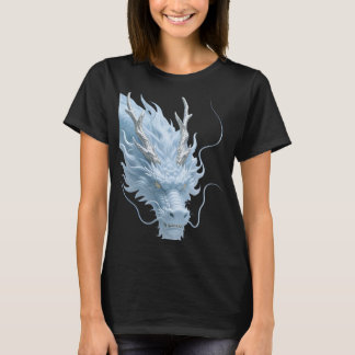 Kinesisk Ljusblå Drak Konst Fantasy Design Med T Shirt