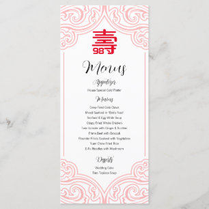 Kinesisk "Longevity" Birthday Menu (WHITE) Meny