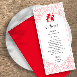 Kinesisk "Longevity" Birthday Menu (WHITE) Meny