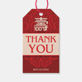 Kinesisk "Longevity" Märkre för 100:e födelsedagsg Presentetikett