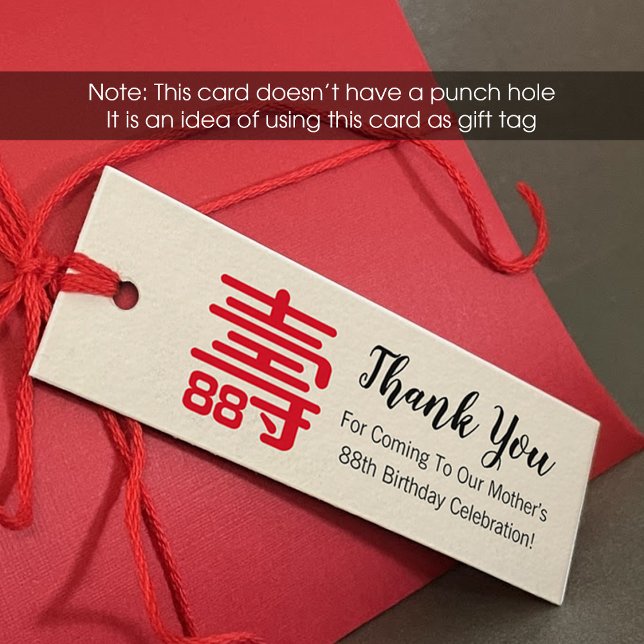 Kinesisk "Longevity" Märkre för födelsedagar (1 x  Mini Visitkort (Skapare uppladdad)