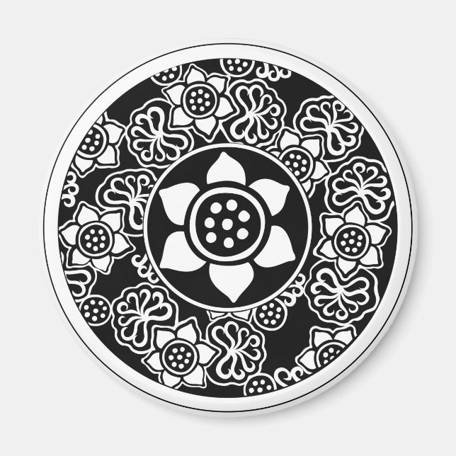 Kinesisk Lotus Design Magnet (Framsidan)