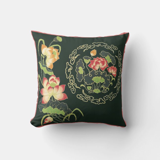 Kinesisk Lotus Flower Pillow Kudde (Framsida)