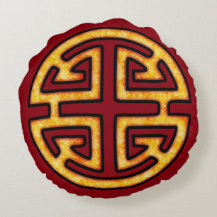 Kinesisk Lu-symbol Rund Kudde