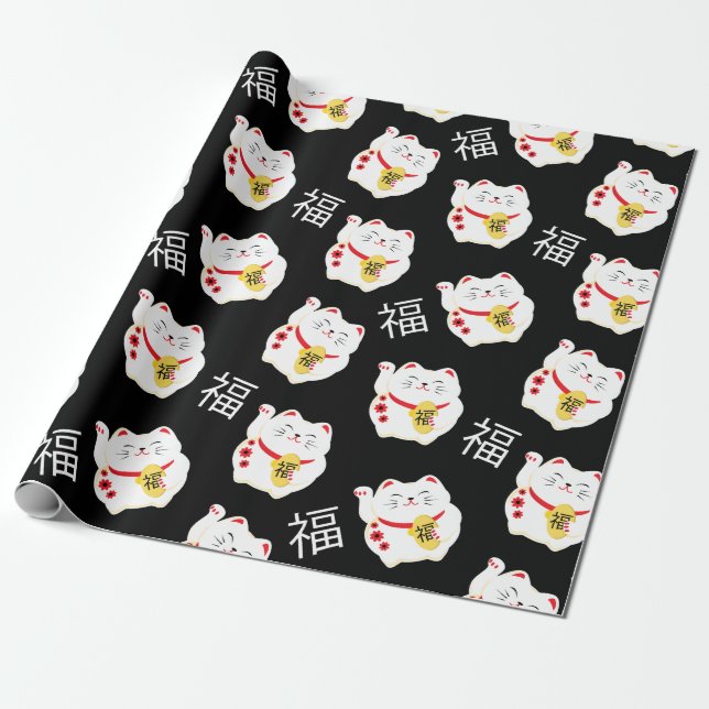 Kinesisk Lucky Cat Bra Fortune Presentpapper (Utrullad)