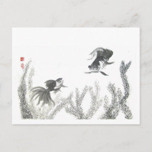 Kinesisk lucky Goldfish-vykort Vykort