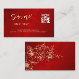 Kinesisk Magnolia-bröllops QR-kod RSVP Online Tilläggskort