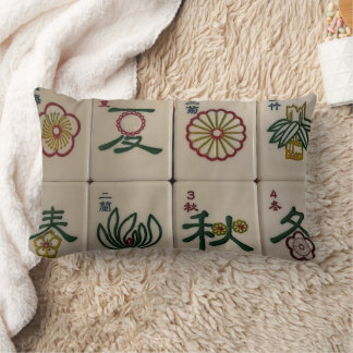 Kinesisk mahjong blommig brickkudde lumbarkudde