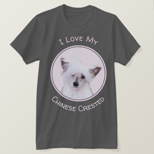 Kinesisk målning av konstgjord pulverpuff - Hund A T Shirt (Design framsida)