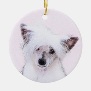 Kinesisk målning av konstpulver - Hund Art Julgransprydnad Keramik