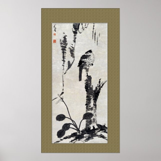 Kinesisk målning, natur, fågel, poster (Framsidan)