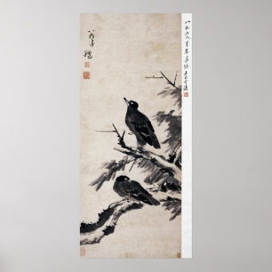 Kinesisk målning, natur,fåglar poster