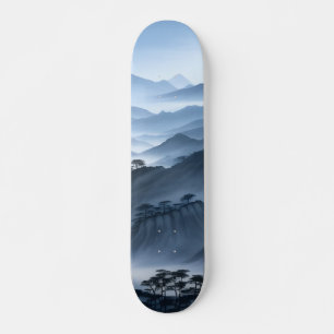 Kinesisk målningsblått liggande vatten med flod mini skateboard bräda 18,5 cm