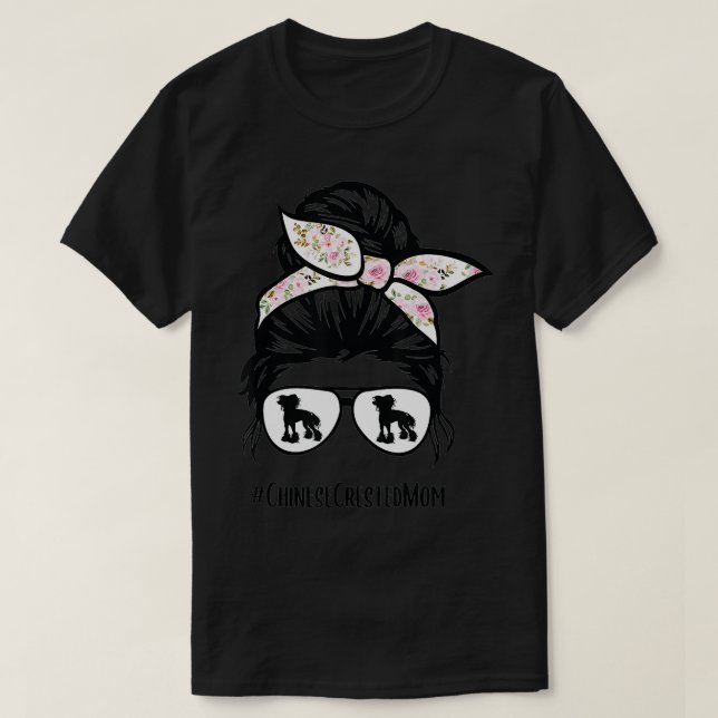 Kinesisk mamma-stam-bun-hårglasögon från hund t shirt (Design framsida)