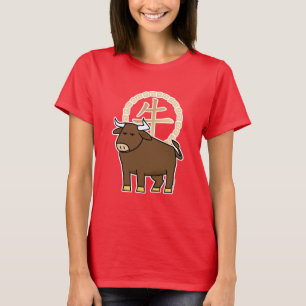 Kinesisk måndagskvinna - nyårskassan Ox - lyckliga T Shirt