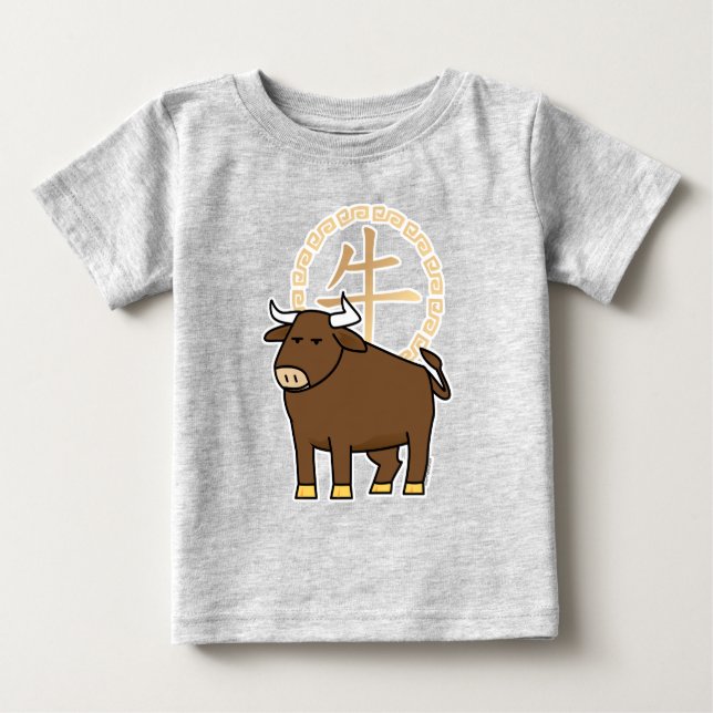 Kinesisk måndagskvinna - nyårskassan Ox - lyckliga T Shirt (Framsida)