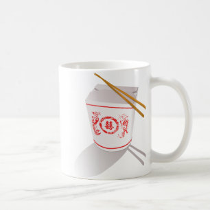 Kinesisk mat tar boxas ut grafiska pinnar kaffemugg