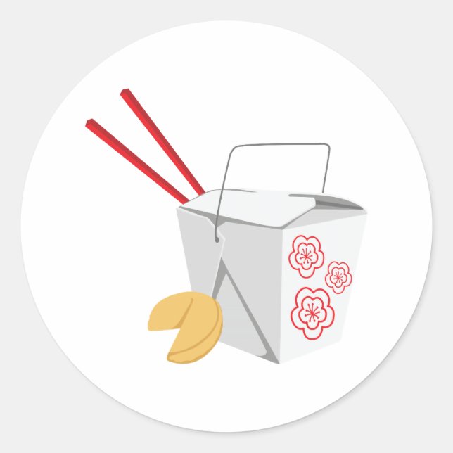 Kinesisk matbehållare runt klistermärke (Framsida)