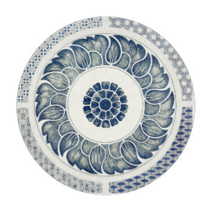 Kinesisk medaljong: Indigo blå chinoiserie
