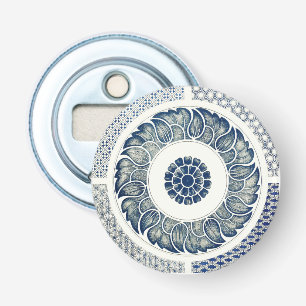 Kinesisk medaljong: Indigo blå chinoiserie Flasköppnare