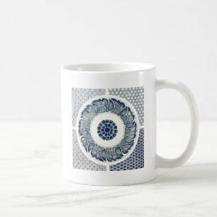 Kinesisk medaljong: Indigo blå chinoiserie Kaffemugg