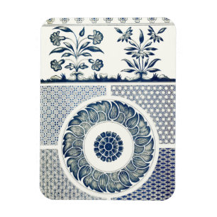 Kinesisk medaljong: Indigo blå chinoiserie Magnet