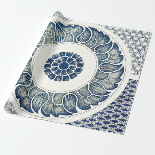 Kinesisk medaljong: Indigo blå chinoiserie Presentpapper