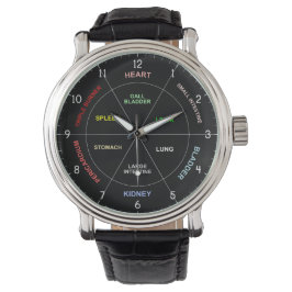 Kinesisk medicinsk TCM Body Organs Clock in Black Armbandsur