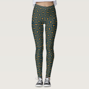 Kinesisk Mönster, spetsig Orange Cubical Cubics Leggings
