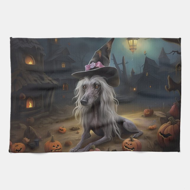 Kinesisk naken pumpa Halloween läskig  Kökshandduk (Horisontell)