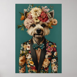 Kinesisk Nakenhund Hund I Kostym Affisch, Kinesisk Poster